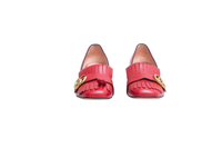 GUCCI BLOCK HEEL PUMPS RED FRINGE DETAIL - 35 BR