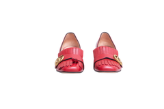 GUCCI BLOCK HEEL PUMPS RED FRINGE DETAIL - 35 BR