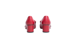 GUCCI BLOCK HEEL PUMPS RED FRINGE DETAIL - 35 BR