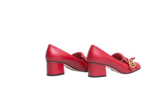 GUCCI BLOCK HEEL PUMPS RED FRINGE DETAIL - 35 BR