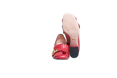 GUCCI BLOCK HEEL PUMPS RED FRINGE DETAIL - 35 BR