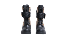 GUCCI ANKLE BOOTS LOGO-PLAQUE GG CANVAS - 38 BR