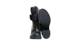 GUCCI ANKLE BOOTS LOGO-PLAQUE GG CANVAS - 38 BR