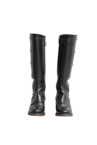 DESAPEGO TATIANA PILÃO CHANEL BLACK LEATHER TURNLOCK BOOTS - 34 1/2 BR