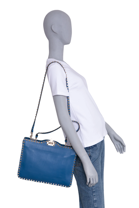 VALENTINO MESSENGER FLAP ROCKSTUD SEA BOTTOM