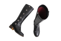 DESAPEGO TATIANA PILÃO CHANEL BLACK LEATHER TURNLOCK BOOTS - 34 1/2 BR