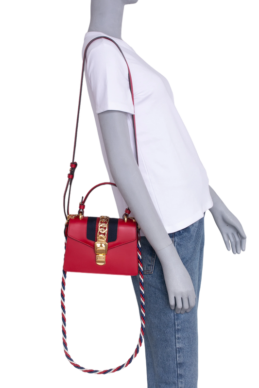 GUCCI SYLVIE SMALL RED SHOULDER