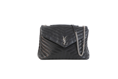 YSL LOULOU LARGE CHEVRON BLACK