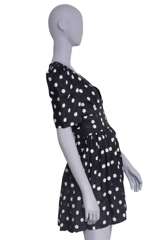 ZIMMERMANN MINI DRESS V NECK BLACK & WHITE
