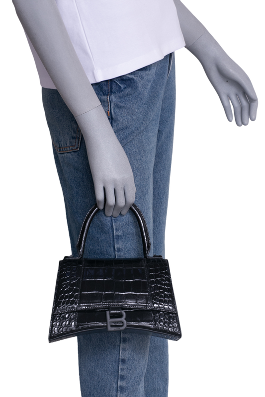 DESAPEGO RAYZA NICACIO BALENCIAGA HOURGLASS SMALL TOP-HANDLE BLACK