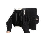 CHANEL PATENT SPLICING SHEEPSKIN B&W