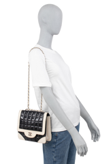 CHANEL PATENT SPLICING SHEEPSKIN B&W
