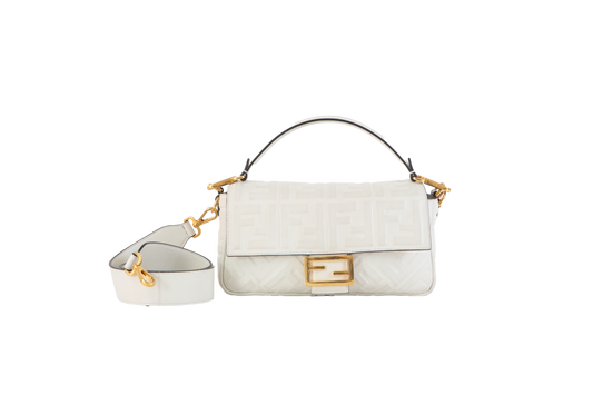 FENDI BAGUETTE EMBOSSED OFF WHITE ZUCCA