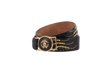 ROBERTO CAVALLI CINTO BLACK & STUDS GOLD
