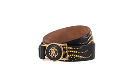 ROBERTO CAVALLI CINTO BLACK & STUDS GOLD