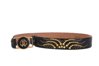ROBERTO CAVALLI CINTO BLACK & STUDS GOLD