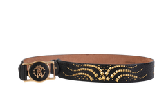ROBERTO CAVALLI CINTO BLACK & STUDS GOLD