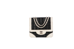 CHANEL PATENT SPLICING SHEEPSKIN B&W