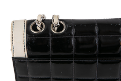 CHANEL PATENT SPLICING SHEEPSKIN B&W