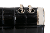 CHANEL PATENT SPLICING SHEEPSKIN B&W