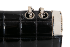 CHANEL PATENT SPLICING SHEEPSKIN B&W