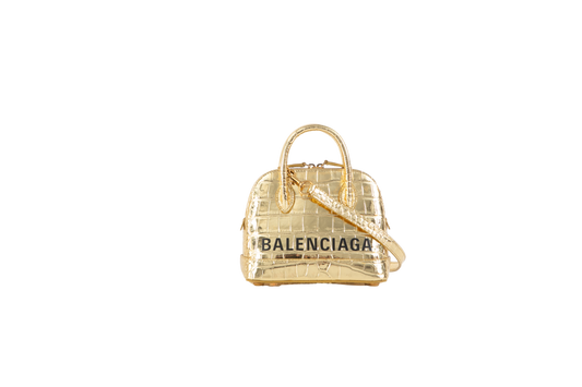 BALENCIAGA MINI VILLE EMBOSSED IN GOLD