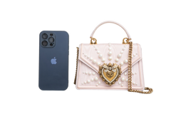 DG DEVOTION SMALL MOIRE PEARL EMBELLISHED PINK