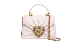 DG DEVOTION SMALL MOIRE PEARL EMBELLISHED PINK