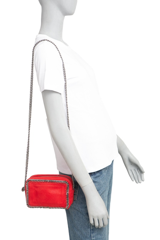 STELLA MCCARTNEY CAMERA BAG FALABELLA SHAGGY DEER SMALL RED
