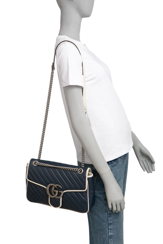 GUCCI GG MARMONT TORCHON NAVY MEDIUM