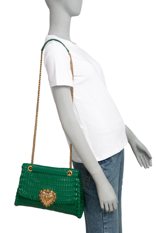 DG BAG LARGE DEVOTION INTRECCIATO GREEN