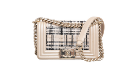 CHANEL BOY SMALL LAMBSKIN TWEED BEIGE