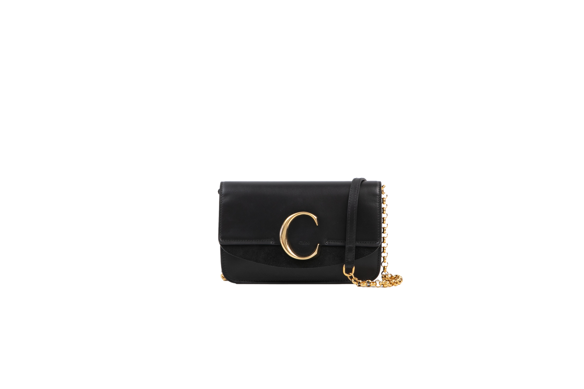 CHLOE C SMALL DOUBLE CARRY CHAIN BLACK