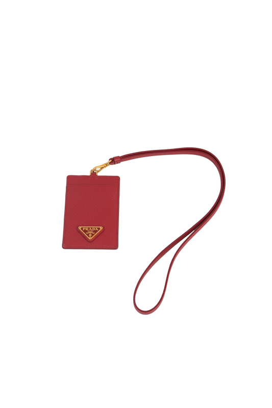 PRADA BADGE HOLDER SAFFIANO RED