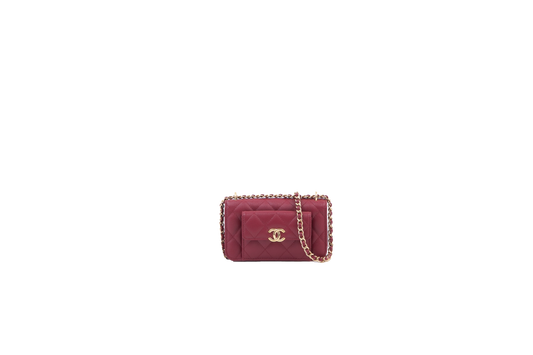 CHANEL WOC MICRO DOUBLE POCKET BURGUNDY