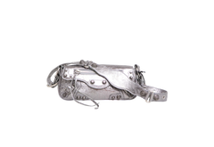 BALENCIAGA LE CAGOLE SLING METALLIC AGNEAU ARENA SMALL SILVER