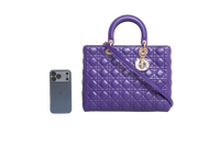 DIOR LADY DIOR LARGE CANNAGE LEATHER PURPLE