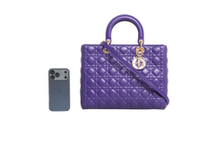 DIOR LADY DIOR LARGE CANNAGE LEATHER PURPLE