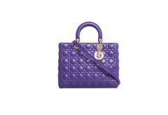 DIOR LADY DIOR LARGE CANNAGE LEATHER PURPLE