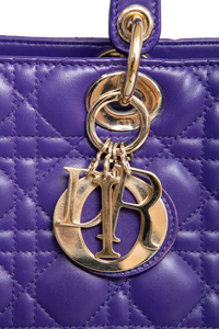 DIOR LADY DIOR LARGE CANNAGE LEATHER PURPLE