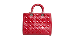 DIOR LADY DIOR LARGE CANNAGE PATENT DARK RED