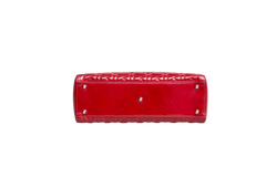 DIOR LADY DIOR LARGE CANNAGE PATENT DARK RED