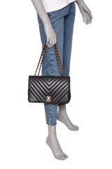 CHANEL STATEMENT FLAP SMALL CHEVRON LAMBSKIN BLACK