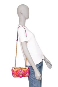 GUCCI MINI GG MARMONT METALLIC CALFSKIN FUCHSIA/PINK/RED