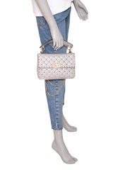 VALENTINO ROCKSTUD SPIKE TOP HANDLE MEDIUM GREY