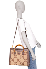 GUCCI DIANA JUMBO GG CANVAS/LEATHER BROWN