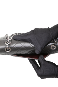 CHANEL CLASSIC DOUBLE FLAP MEDIUM LAMBSKIN BLACK -  SILVER HDWR