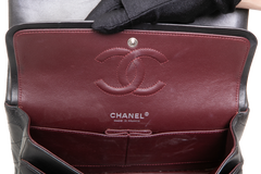 CHANEL CLASSIC DOUBLE FLAP MEDIUM LAMBSKIN BLACK -  SILVER HDWR