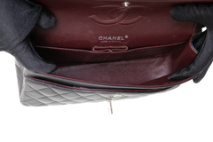 CHANEL CLASSIC DOUBLE FLAP MEDIUM LAMBSKIN BLACK -  SILVER HDWR
