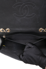 CHANEL STATEMENT FLAP SMALL CHEVRON LAMBSKIN BLACK